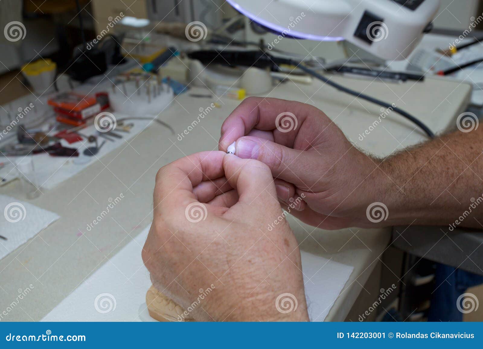 Male Dental Technician Working in Dental Laboratory Stock Image Image