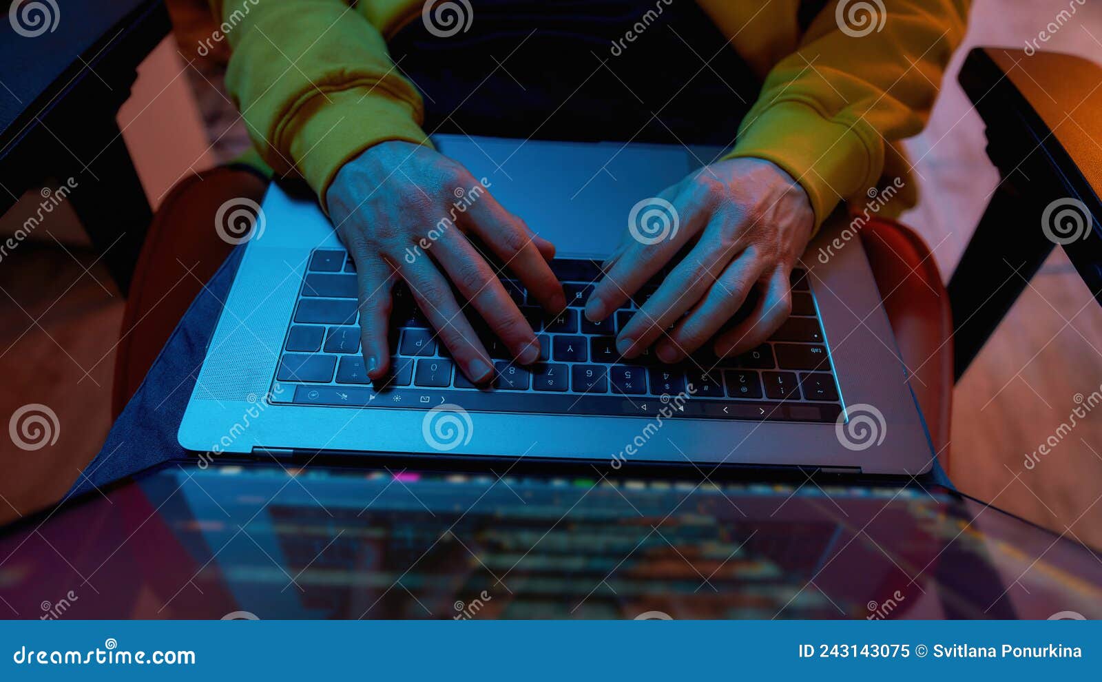 Male it Developer Program Code on Laptop Computer Stock Image Image