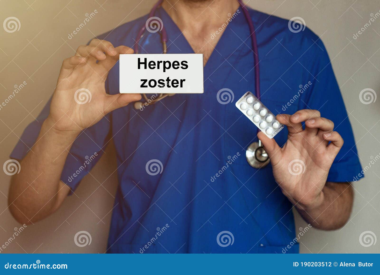 male doctor prescribes prescription for pills herpes zoster