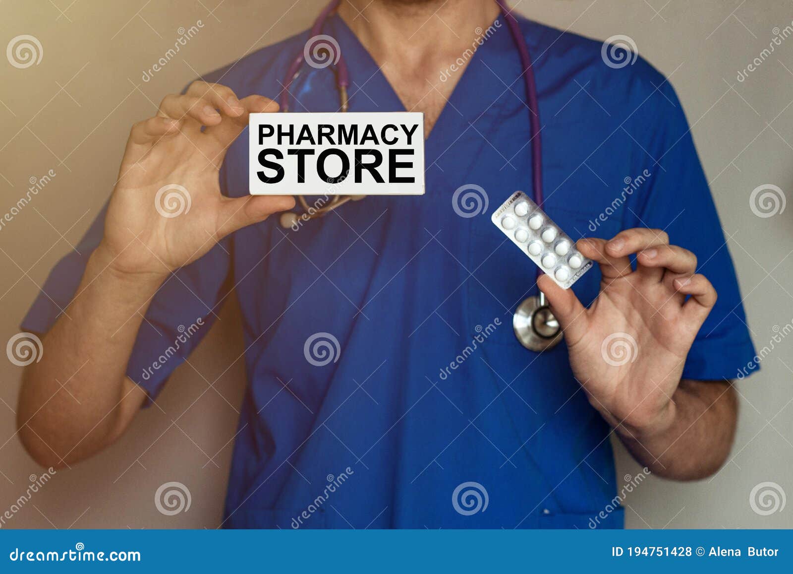 male doctor prescribes prescription for pills pharmacy store