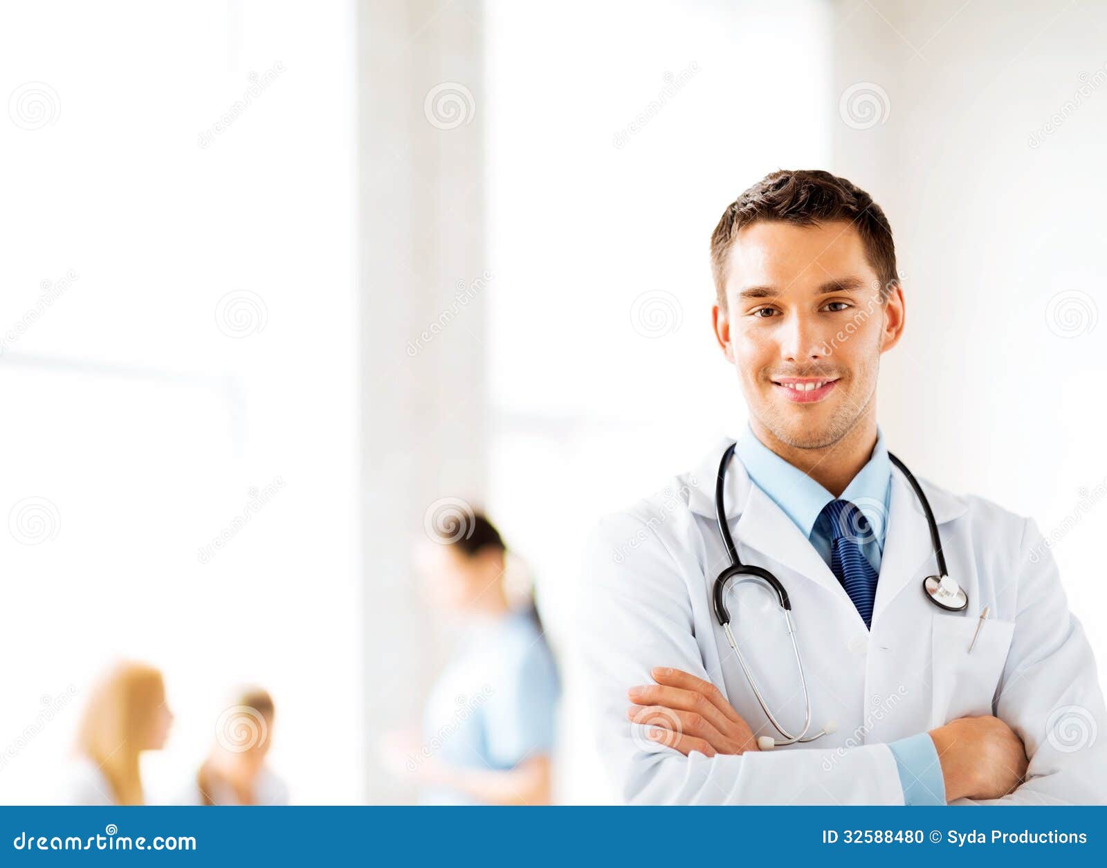 Male Doctor with Stethoscope Stock Photo Image of clinic, paramedic