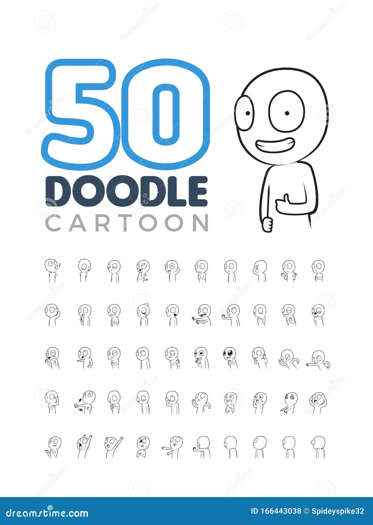 Male Doodle Cartoon Set. Vector Illustration Stock Illustration