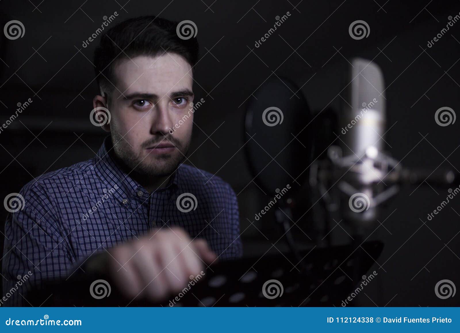 Male Dub Actor in Dubbing Room Stock Photo - Image of dubbing, beard ...