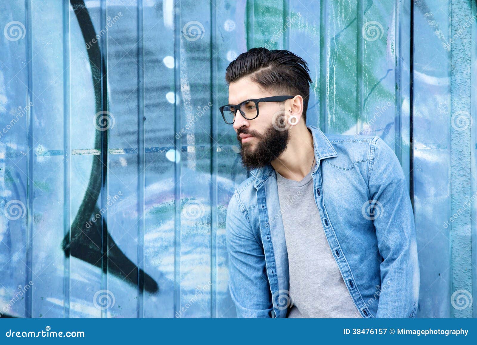Male Fashion Model With Beard And Glasses Stock Image Male Fashion Model With Beard And Glasses Stock Image