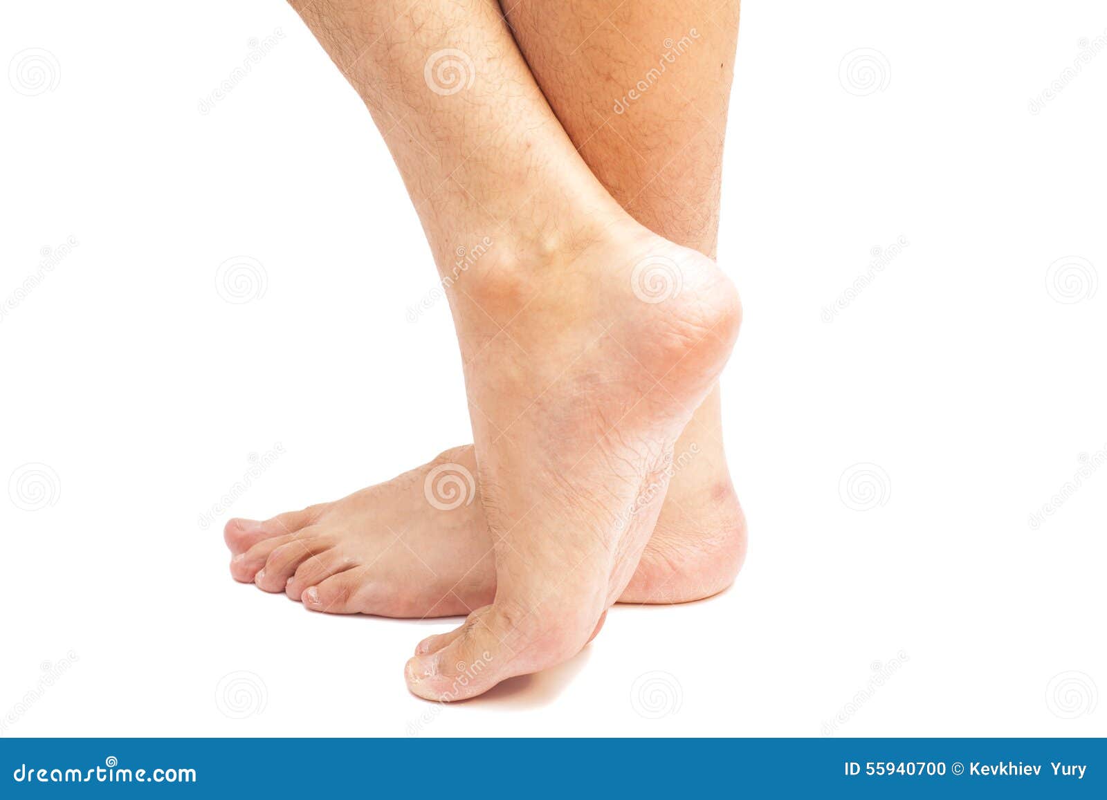 Male feet isolated on white background