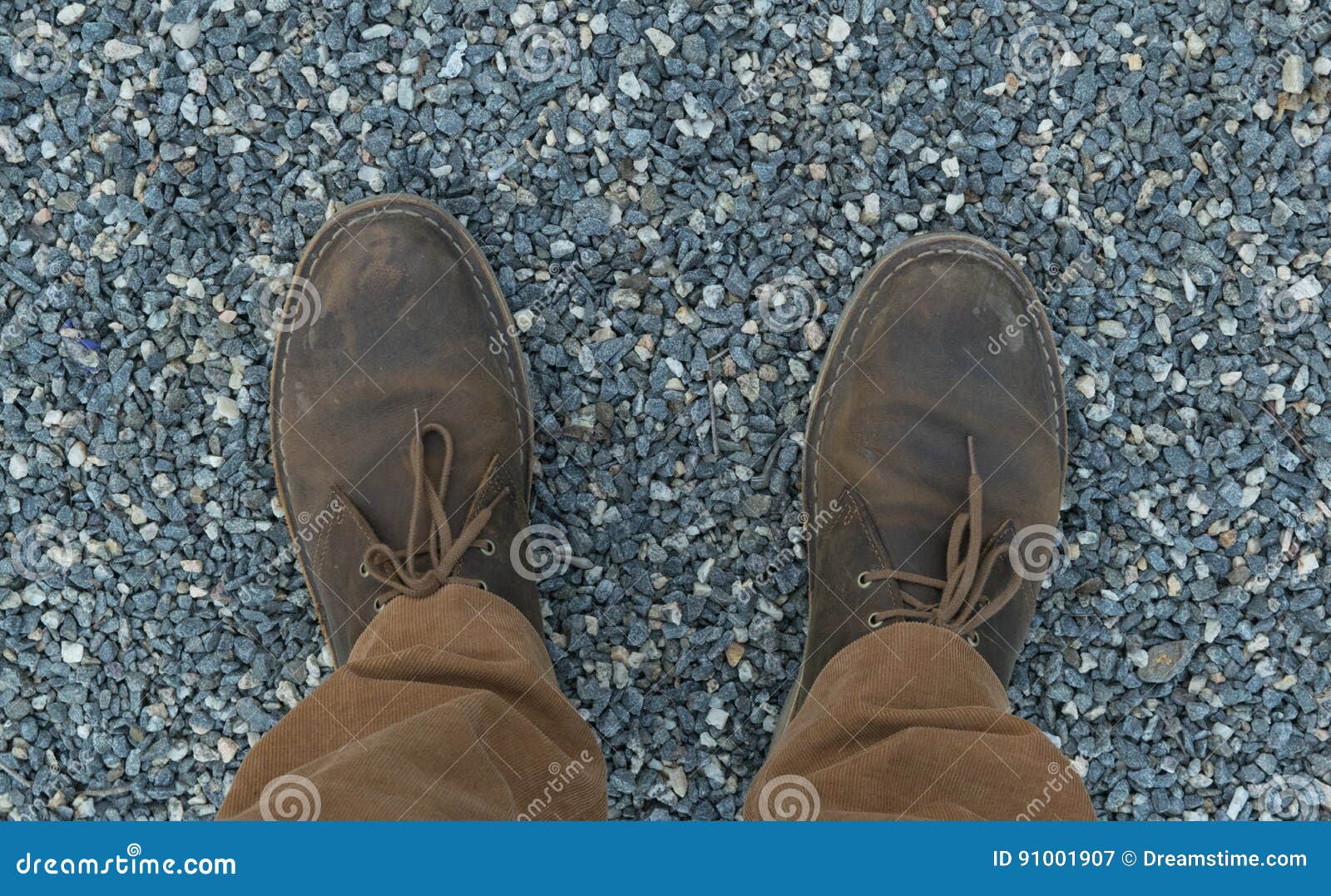 Male Feet in Leather Brown Shoes and Mustard Trousers Stock Image ...