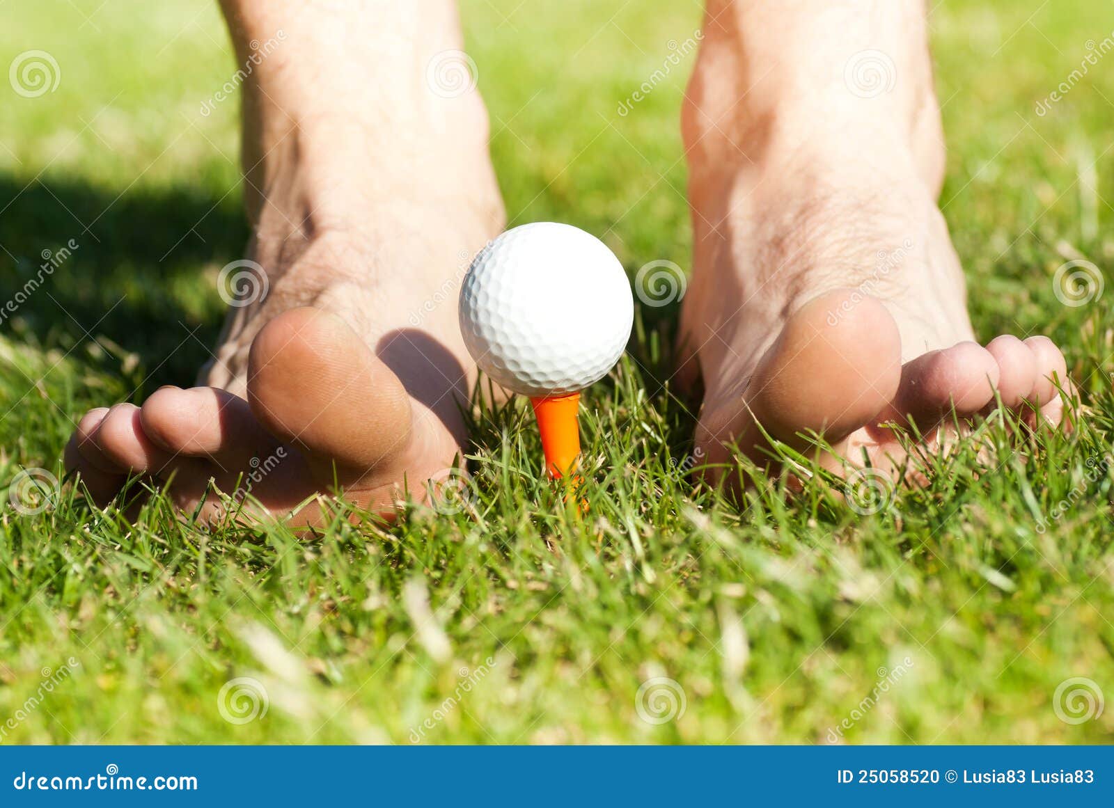 Male Feet Playing with Golf Ball Stock Photo Image of healthy, clouds