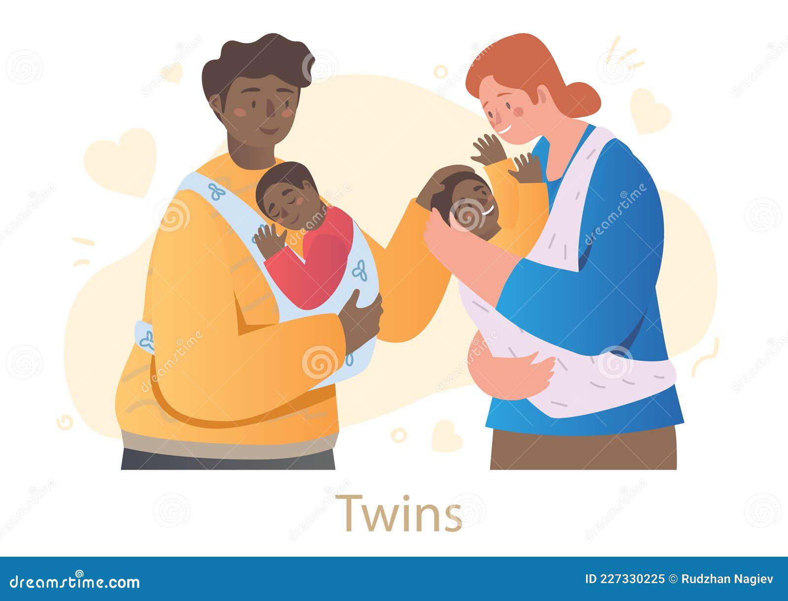 Male and Female Characters are Holding Newborn Twins in Slings on White Background Stock Vector - Illustration of newborn, isolated: 227330225 Male and Female Characters are Holding Newborn Twins in Slings on White Background Stock Vector - Illustration of newborn, isolated: 227330225