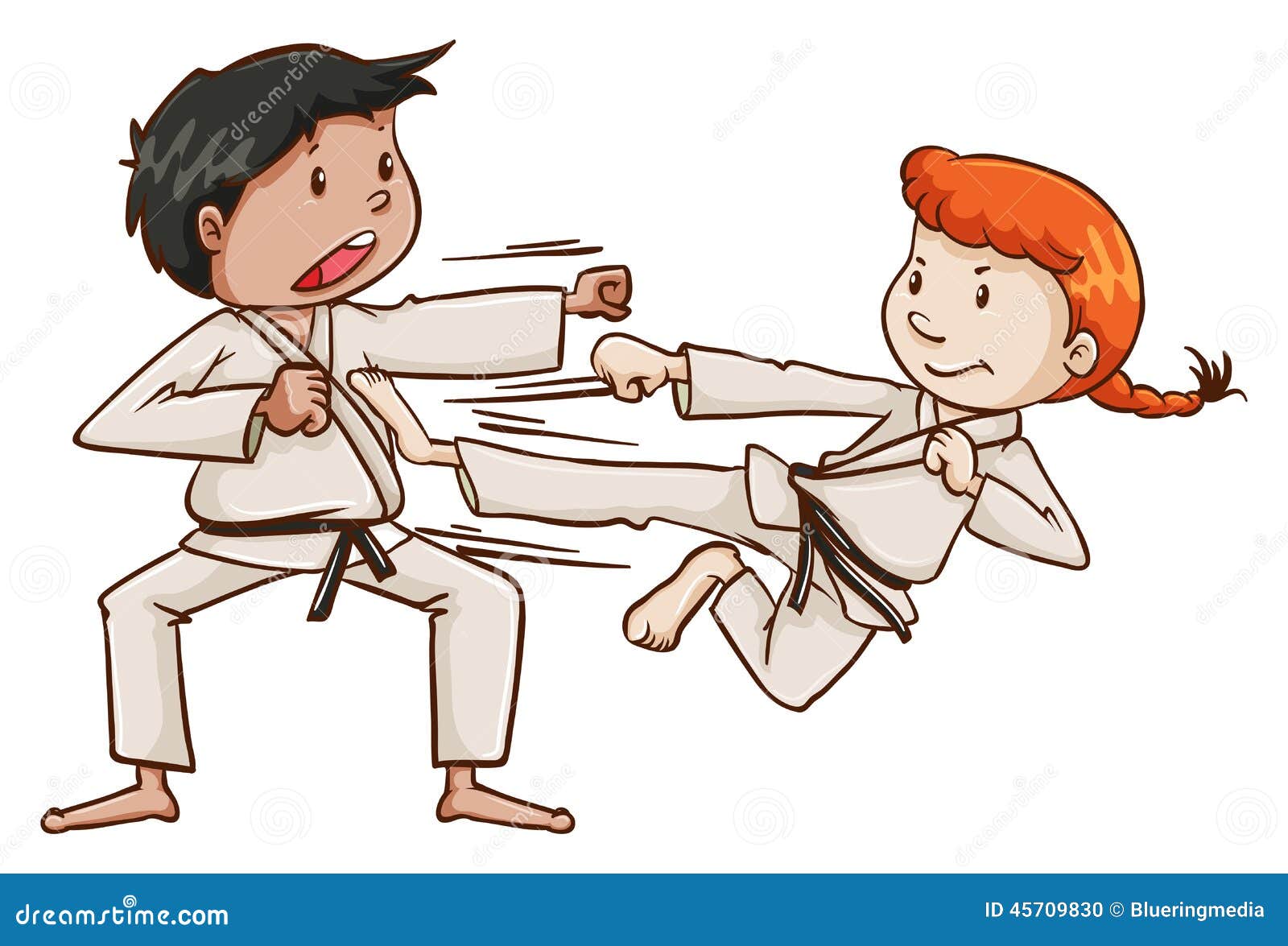 A Young Lady Doing Karate Cartoon Vector | CartoonDealer.com #40253973