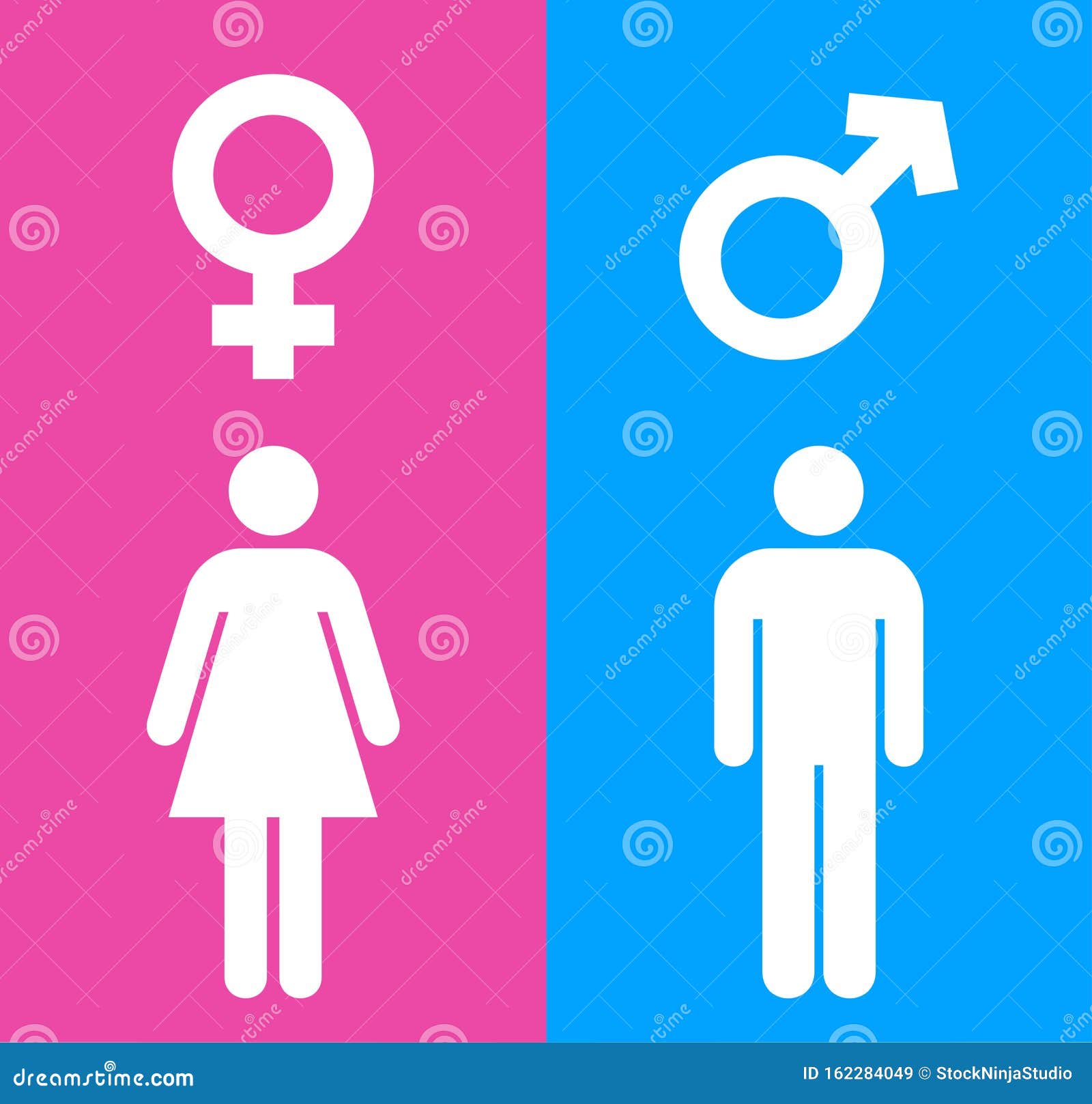 Male And Female Icons With Blue And Pink Background Gender Symbol