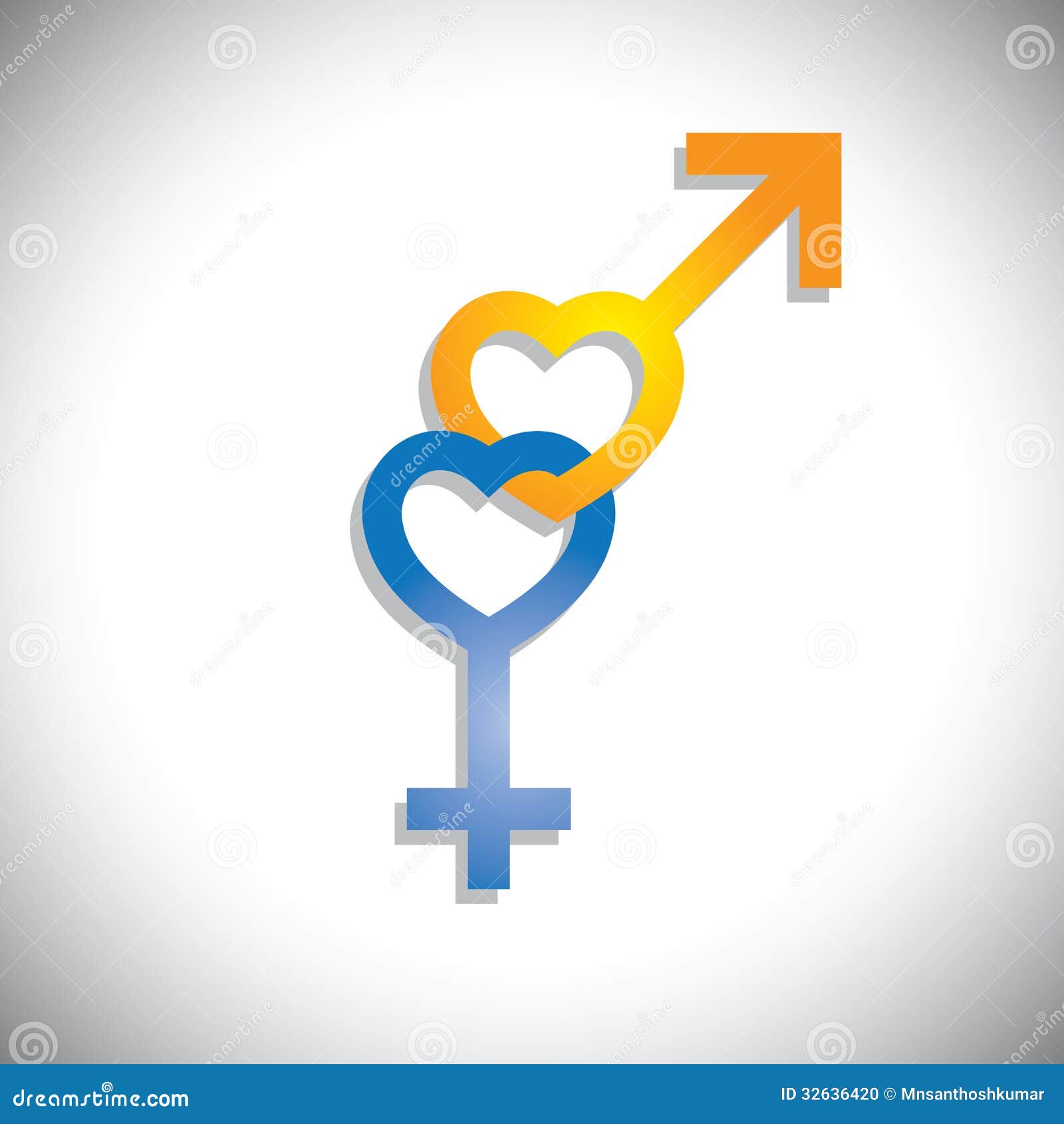 Male And Female Sex Gender Icons In Heart Shape Vector