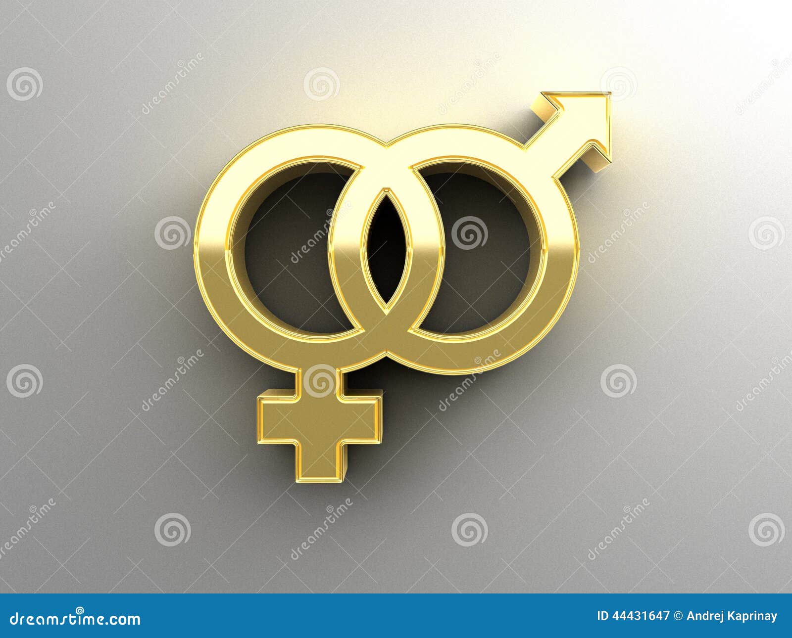Male And Female Sex Signs Gold 3d Quality Render On The