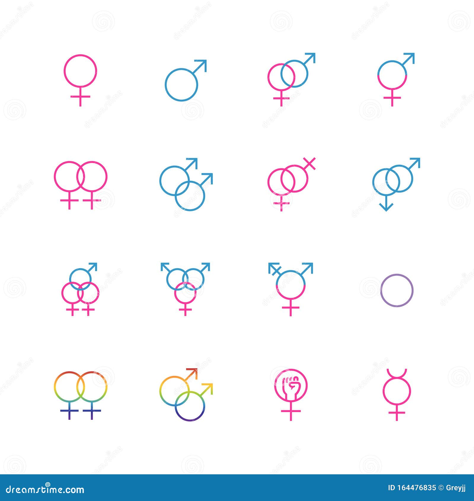 Male And Female Sexual Orientation Icons In Thin Line Style Stock 