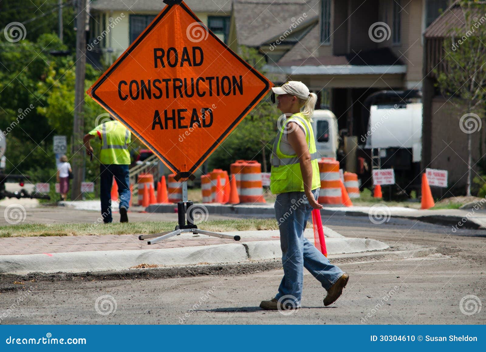 Workers in a Construction Zone Editorial Image Image of repair