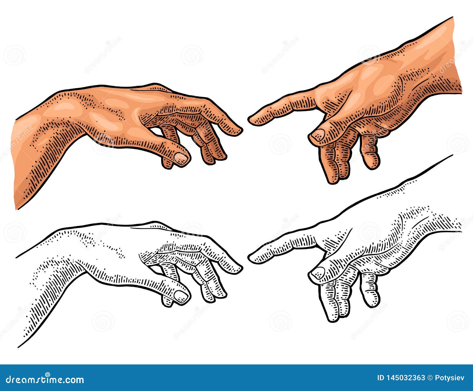 Male Finger Pointing Touch God Hand. the Creation of Adam