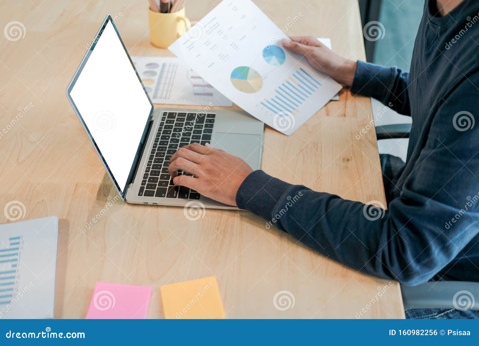 male freelancer working with computer document. startup man analyzing financial performance. student studying doing assignment