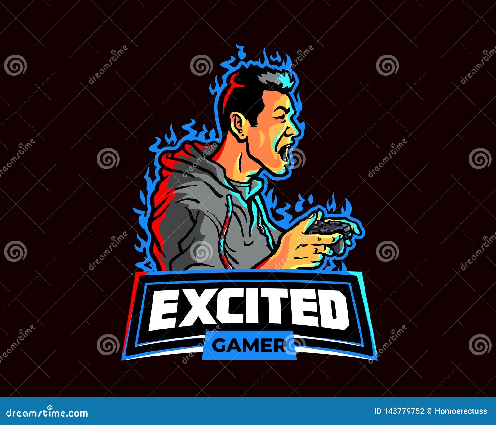 Male Gamer Scream in Excitement Esport Game Cartoon Logo Mascot Stock  Vector - Illustration of mascot, human: 143779752