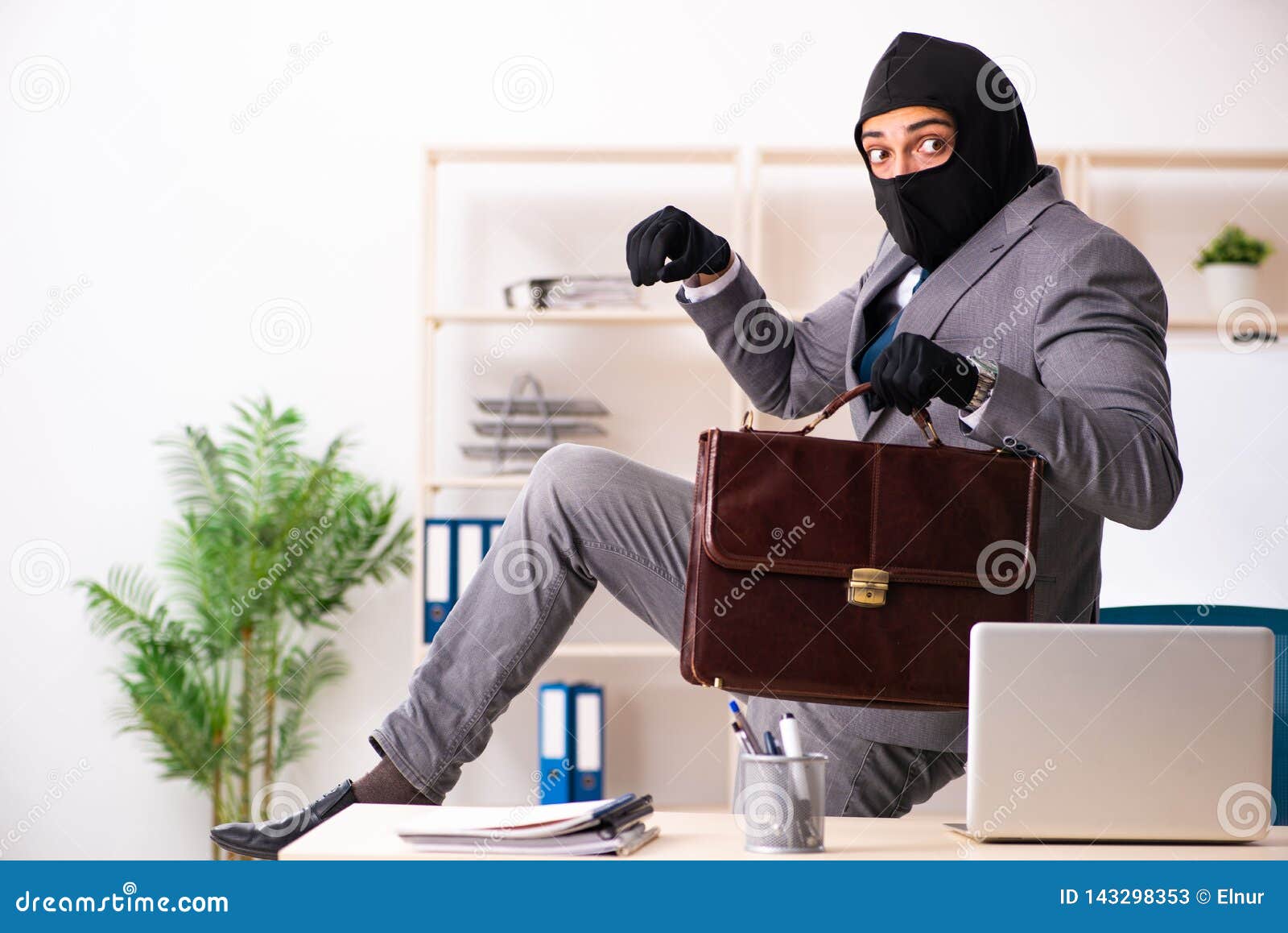 The Male Gangster Stealing Information from the Office Stock Image - Image  of criminal, disguise: 143298353