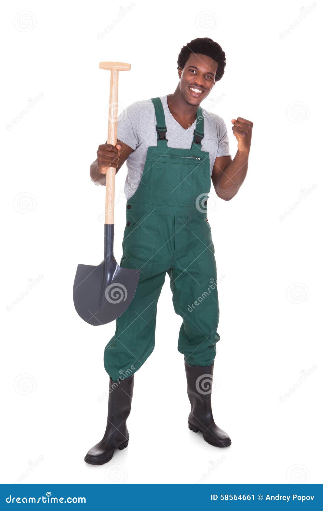Male Gardener Holding Shovel Stock Photo - Image: 58564661