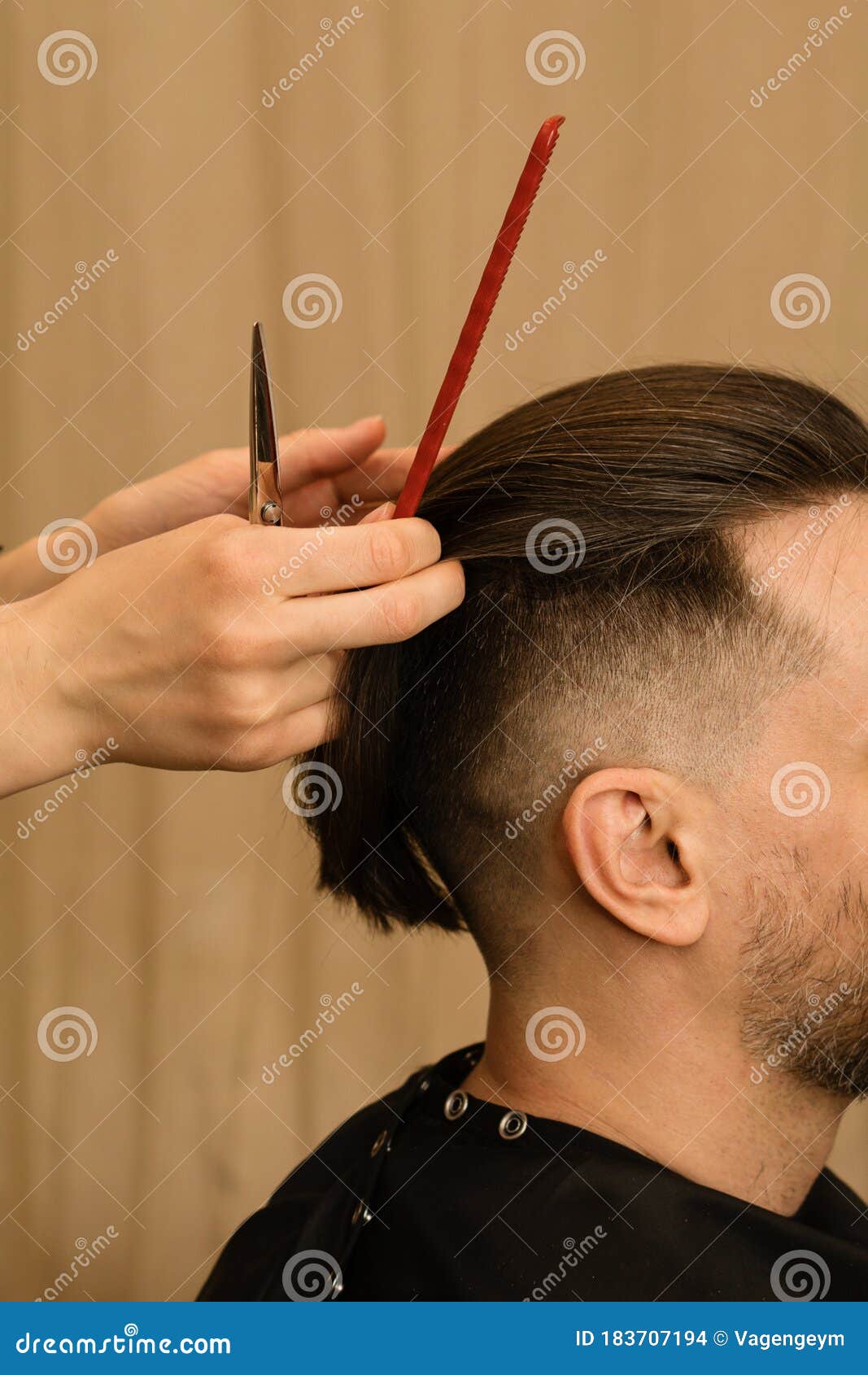 Male Haircut. Scissors Cut Hair Stock Photo - Image of beard, lifestyle:  183707194