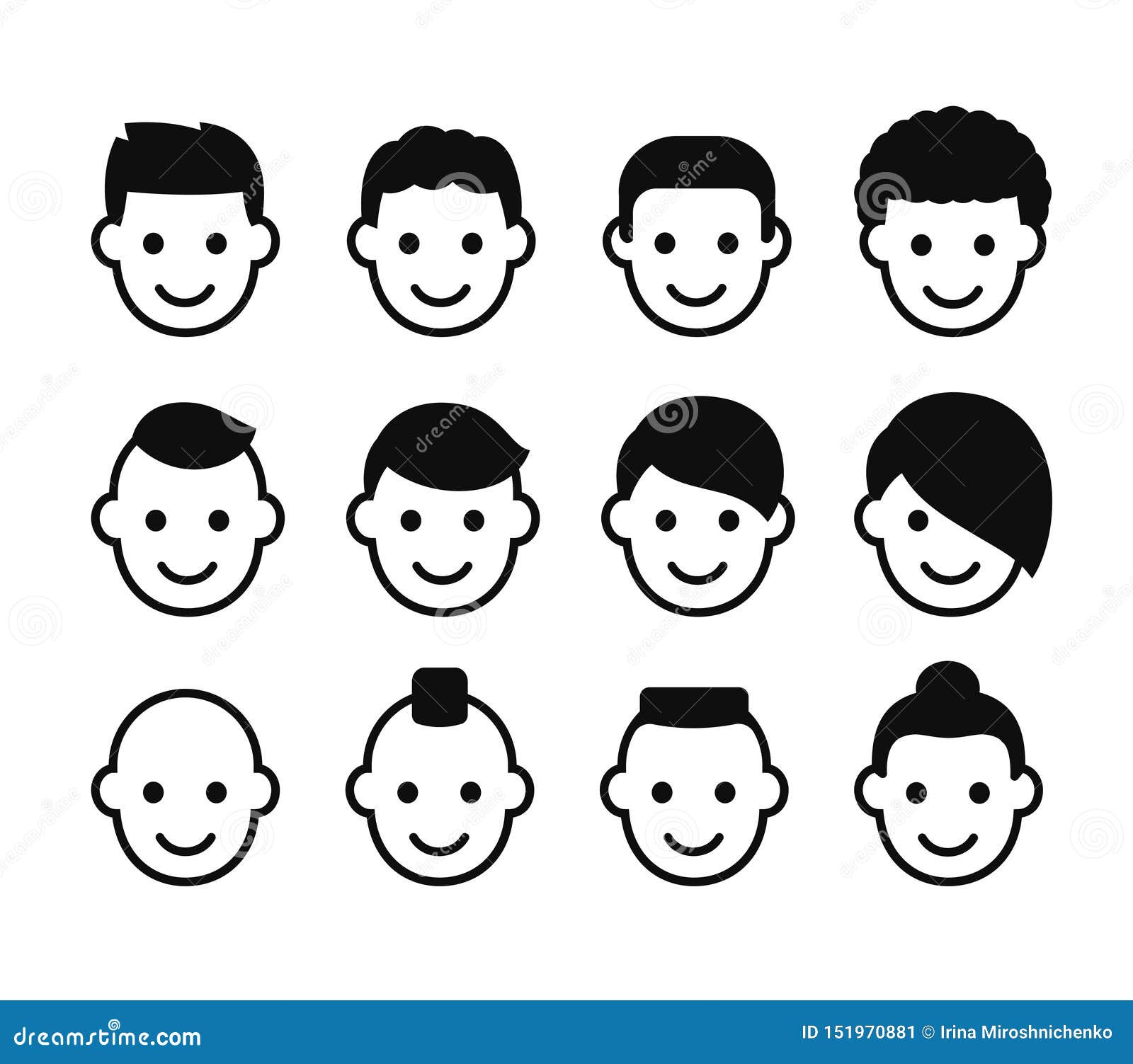 Male hairstyles icon set stock vector. Illustration of face - 151970881