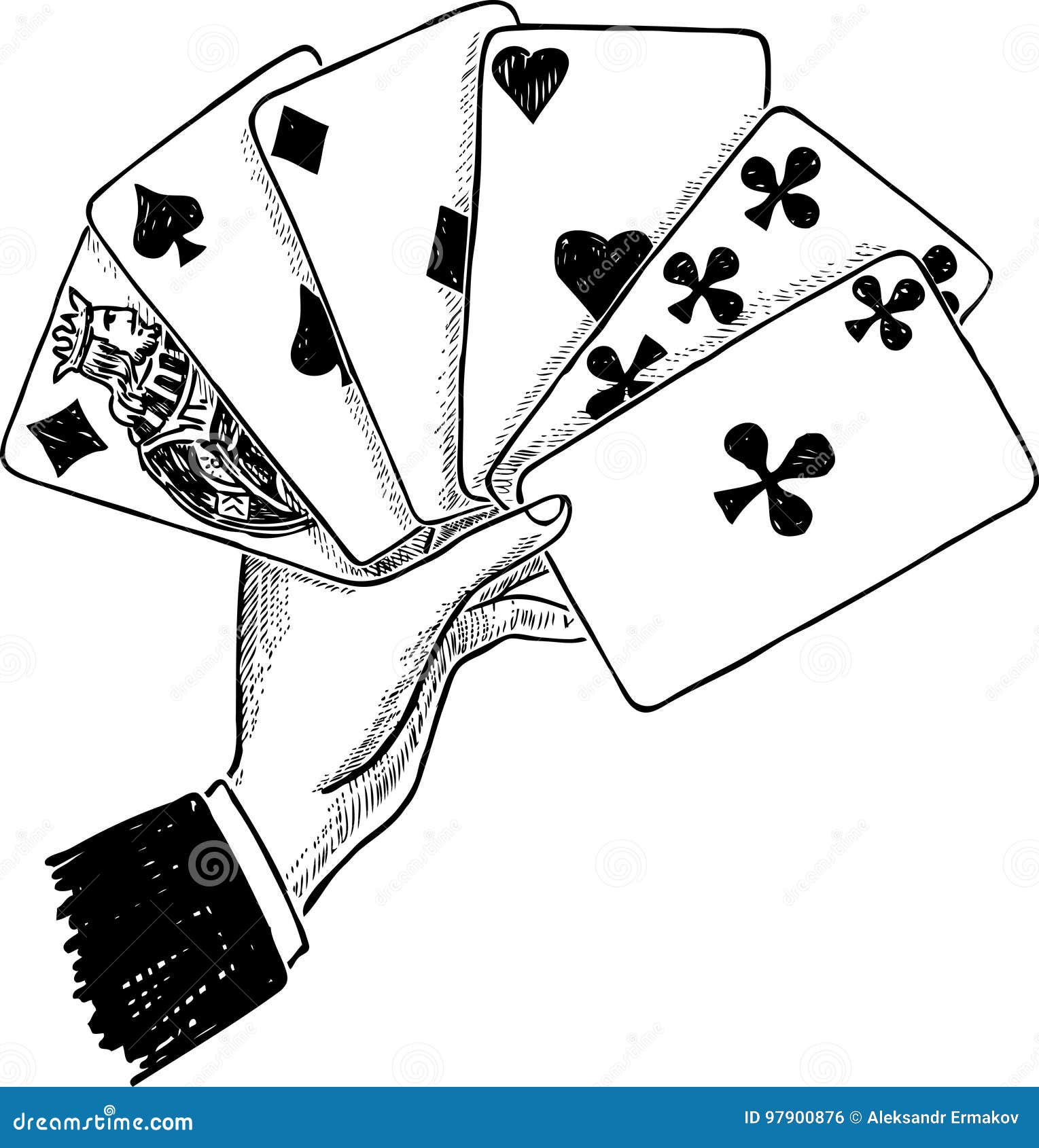 Set of sketch playing cards aces in different combinations  Stock vector   Colourbox