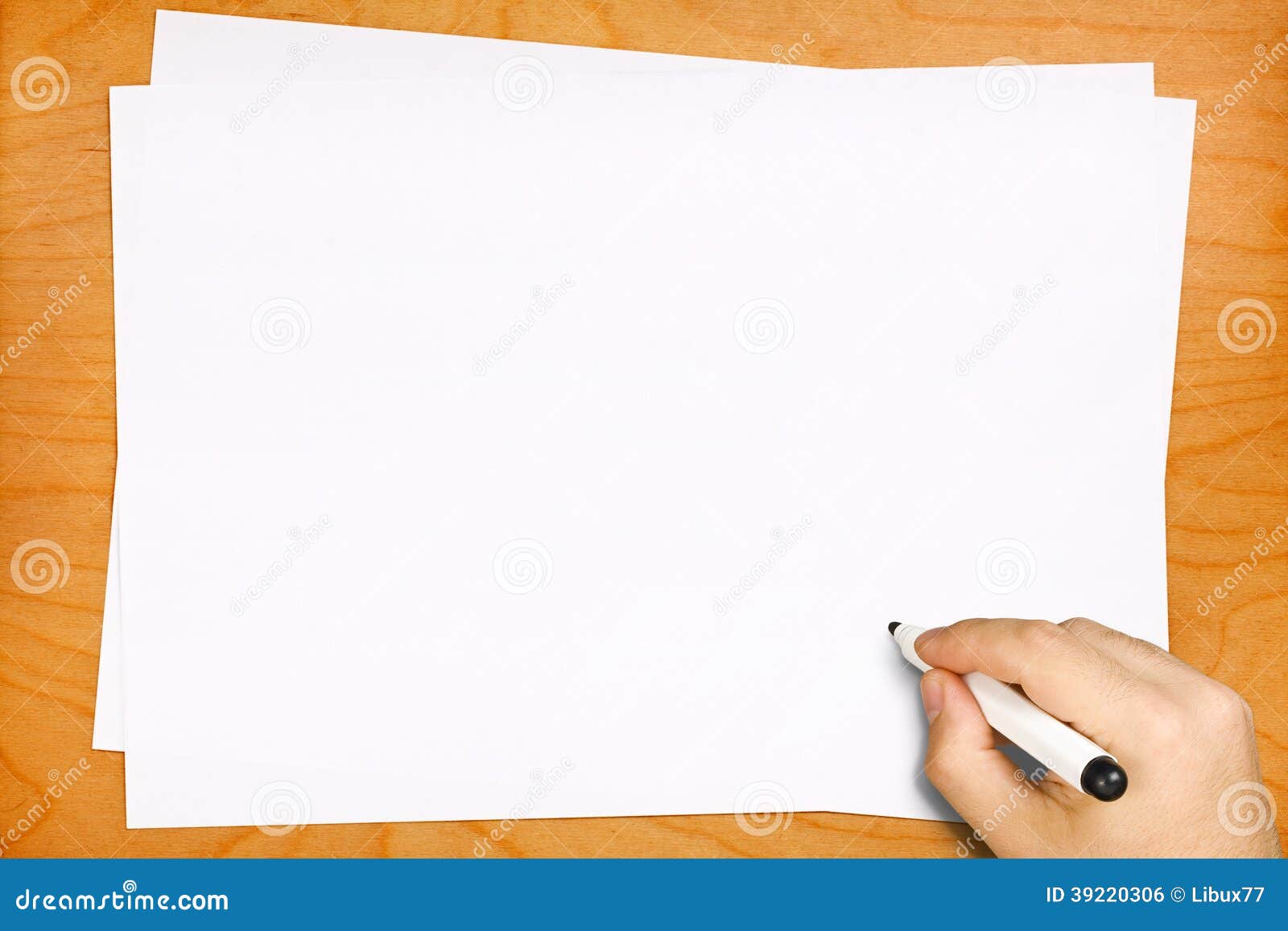 Male Hand Writing on Blank White Sheets Stock Photo - Image of blank ...