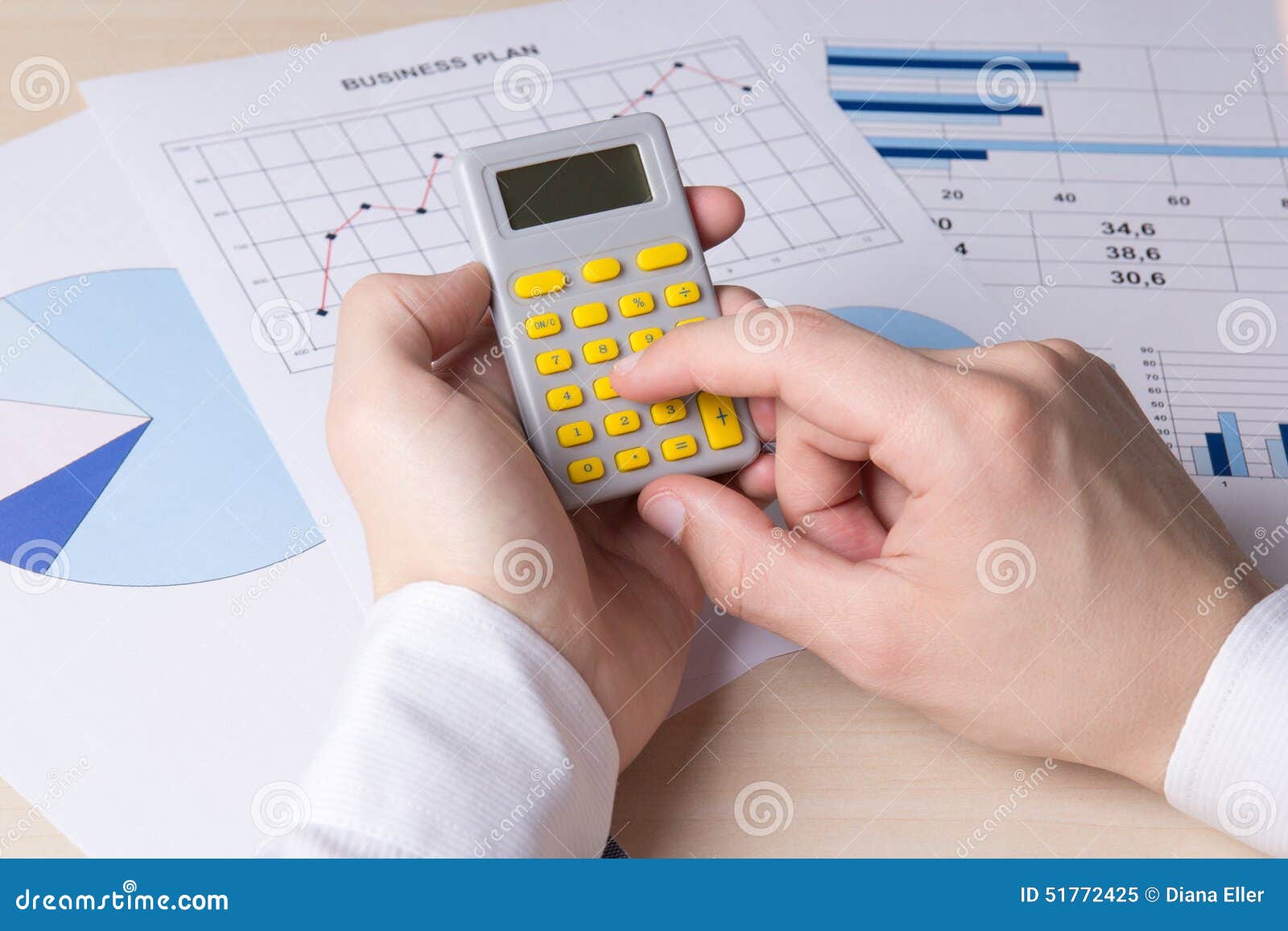 Male Hands Accounting Something with Calculator Stock Image Image of