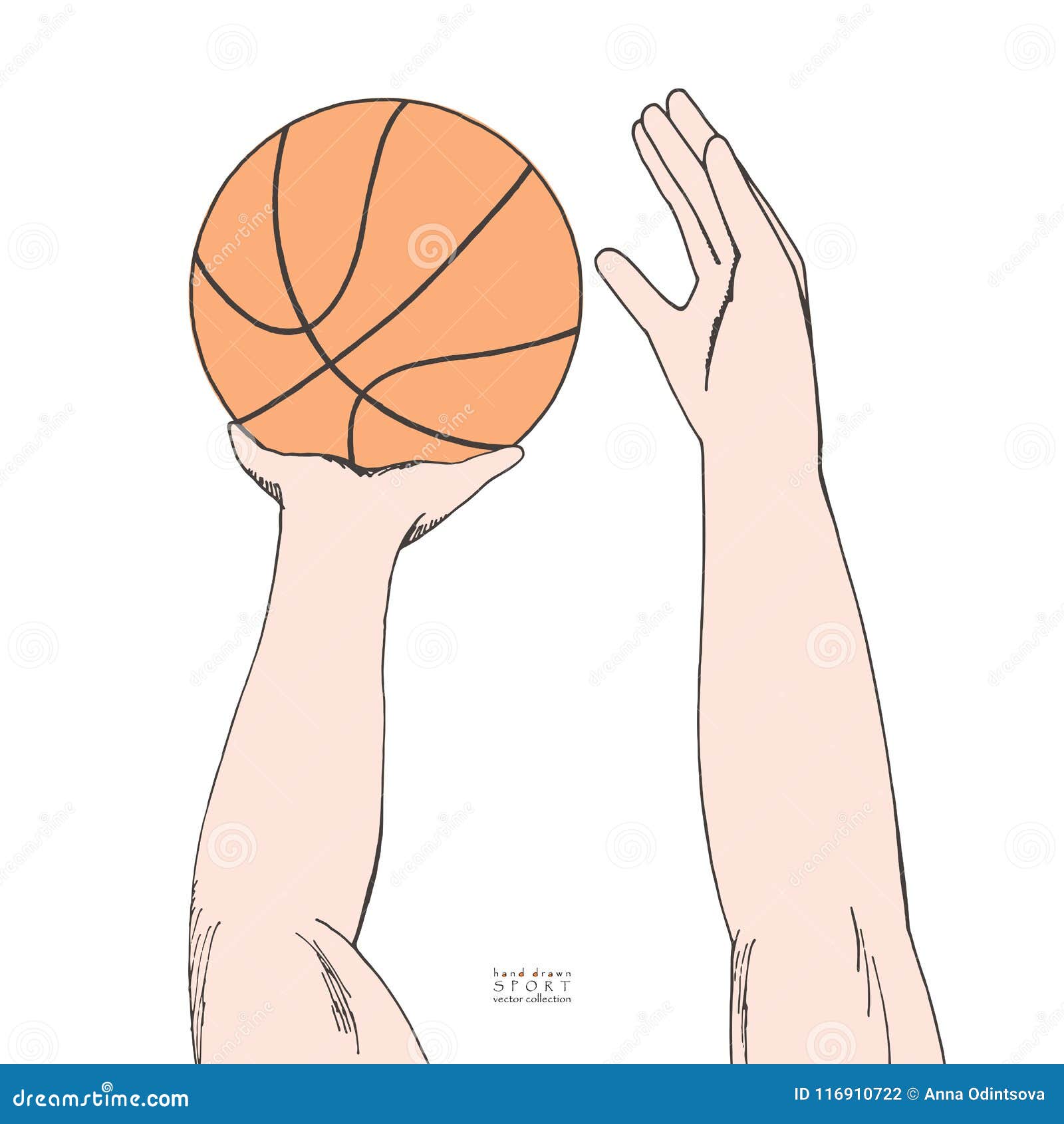 Male Hands Holding And Preparing To Throw Basketball Into A Hoop. Hand ...