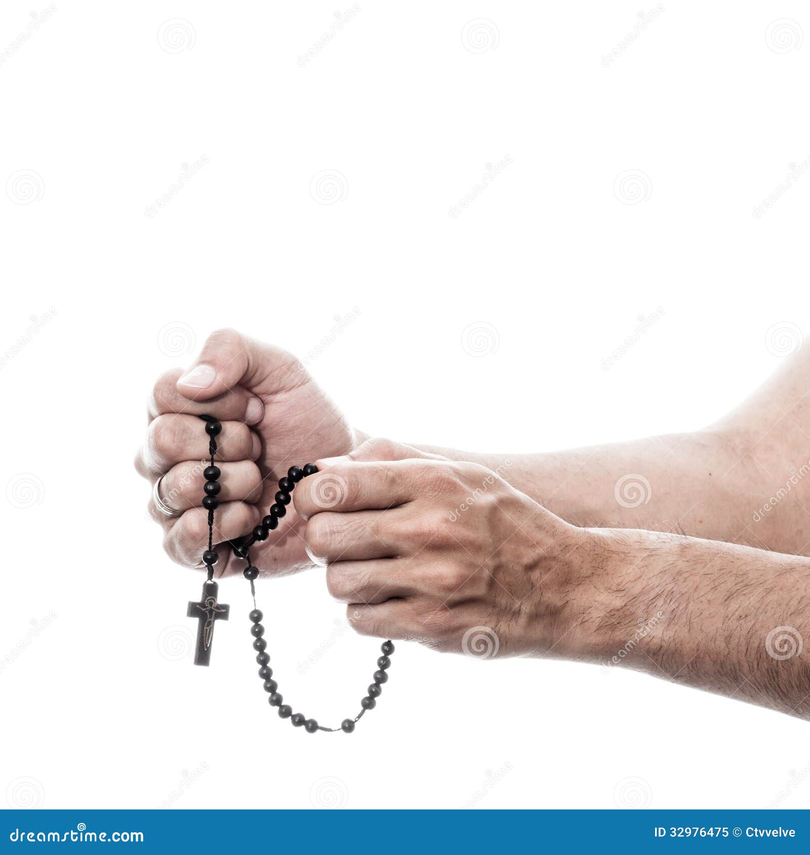Male Hands Praying with Rosary Stock Image - Image of religion