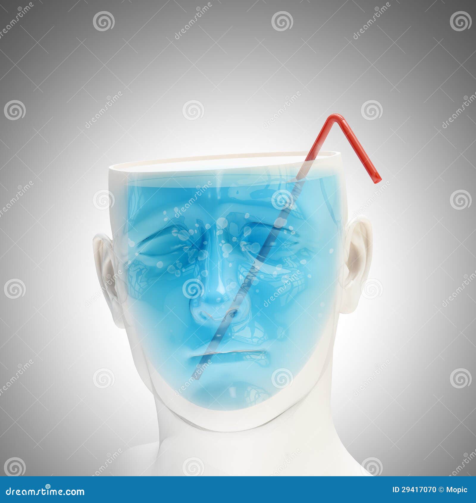 Male Head Filled with Liquid Stock Illustration Illustration of