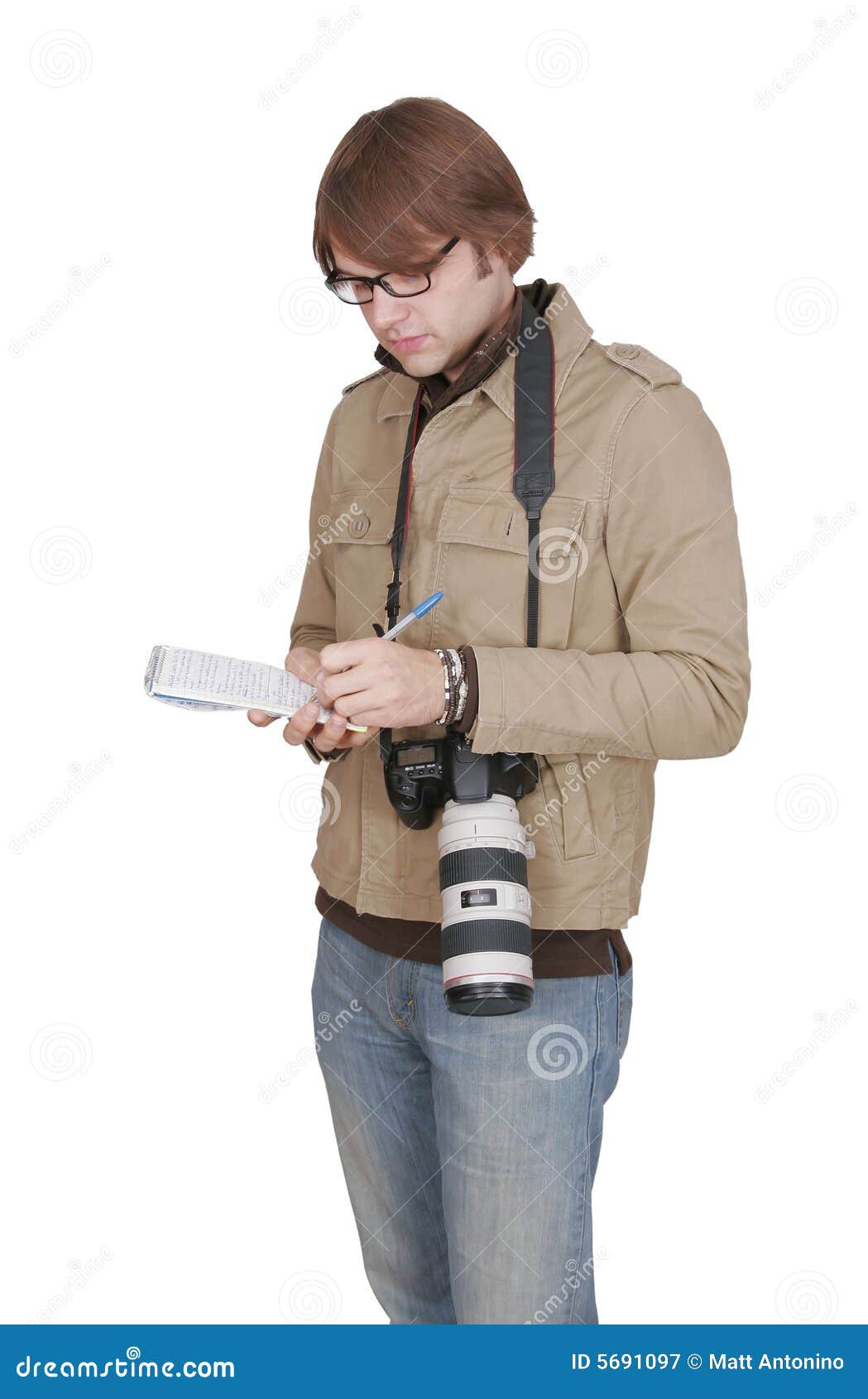 male journalist with notepad