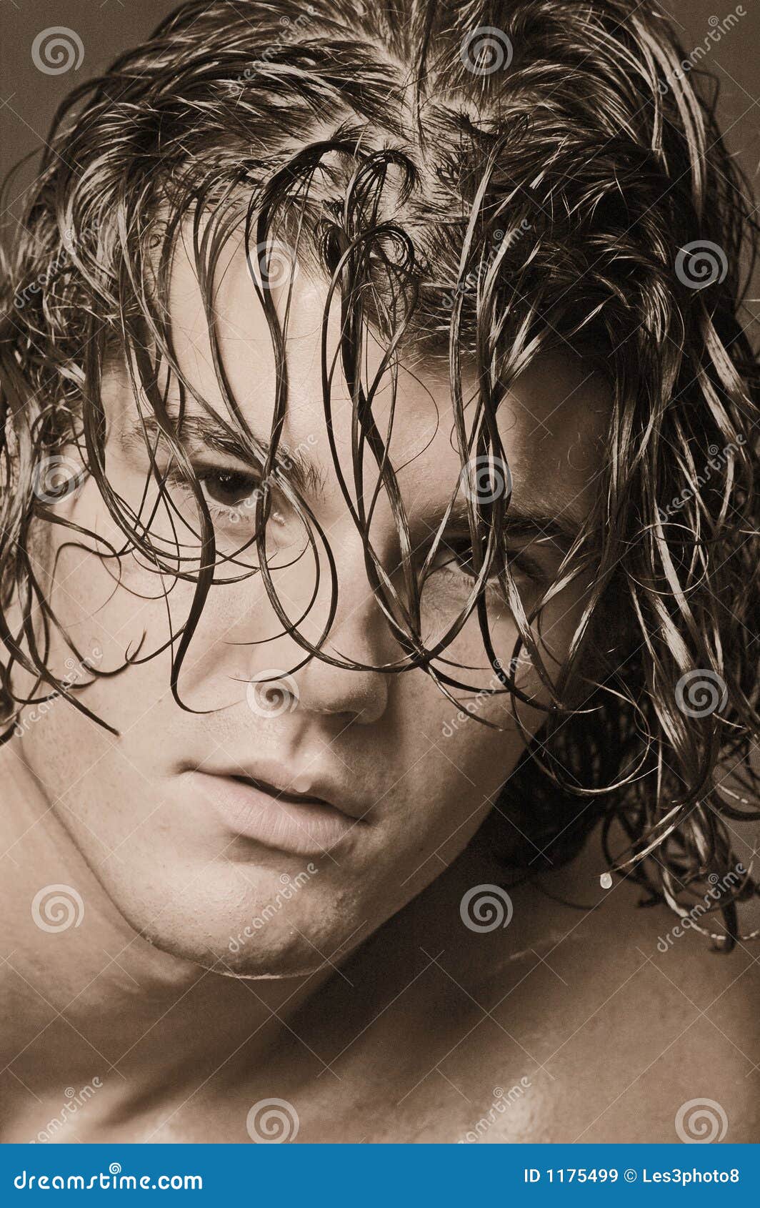 Male With Long Hair And Bangs Stock Image - Image of 