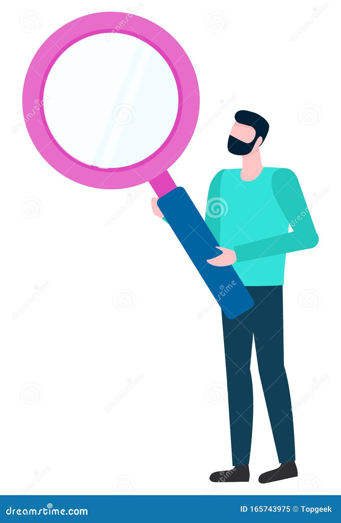 Male with Magnifier Analyzing and Investigating Stock Vector ...