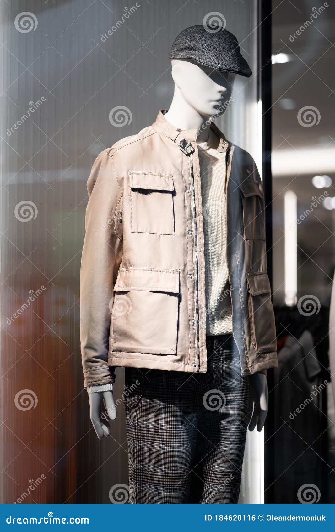 Male Mannequins in a Men`s Store in Store Window Show Autumn Winter ...