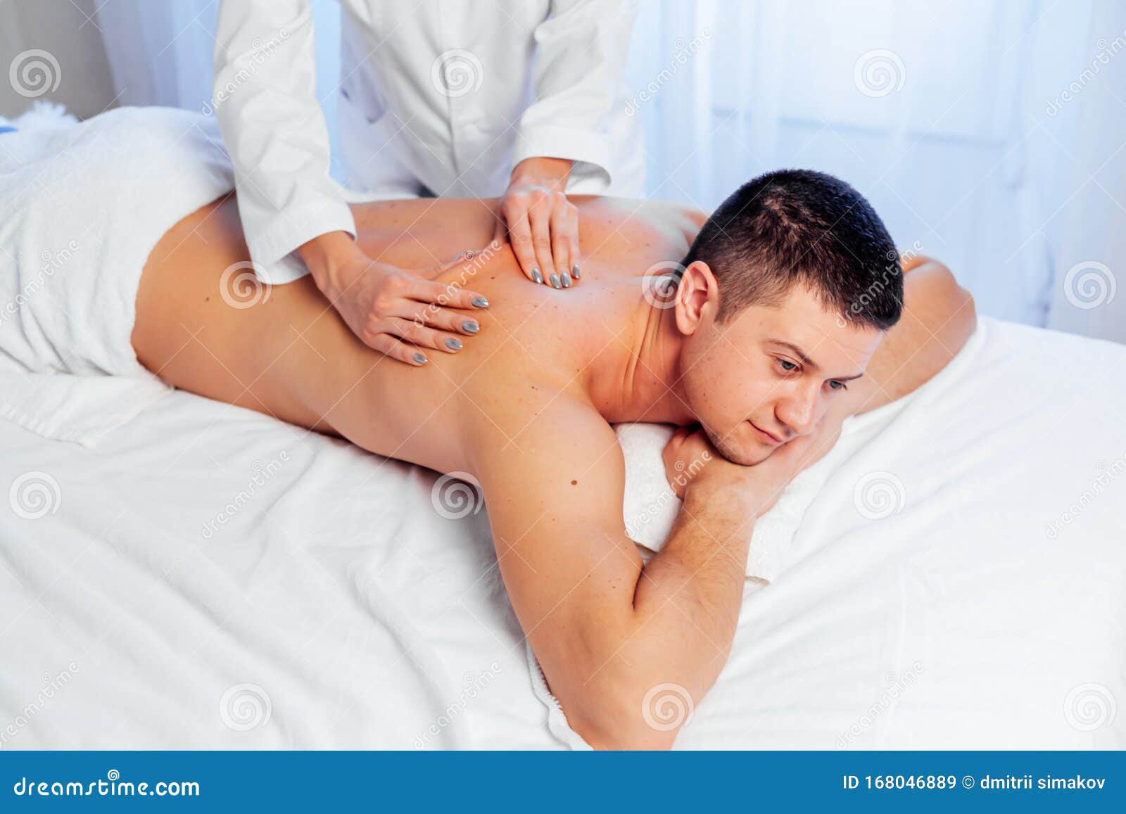 Male Masseur Doing Massage Back Spa Health Stock Image Image Of