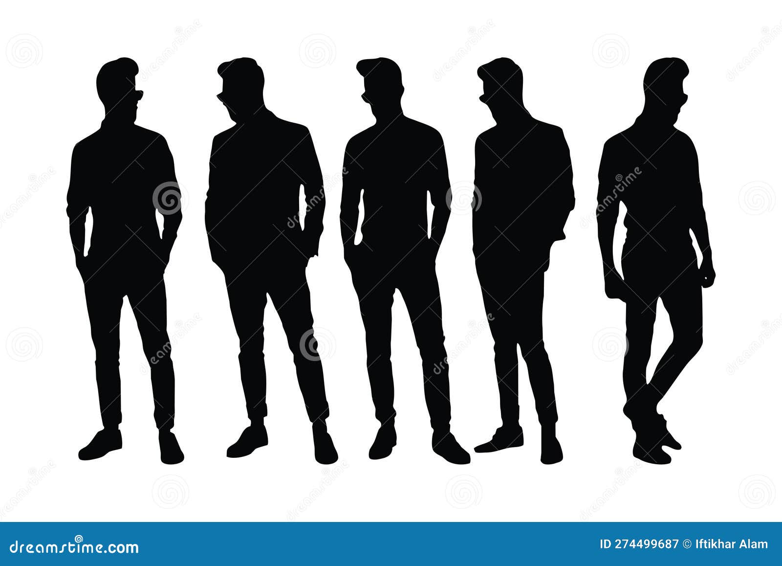 Male Model Silhouette Bundle Vector Wearing Sunglasses and Fashion Wear ...