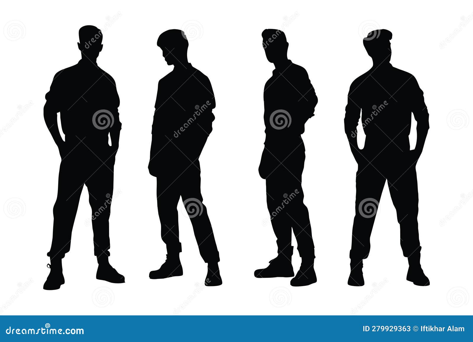 Male Model Silhouette on a White Background. Fashion Models Wearing ...