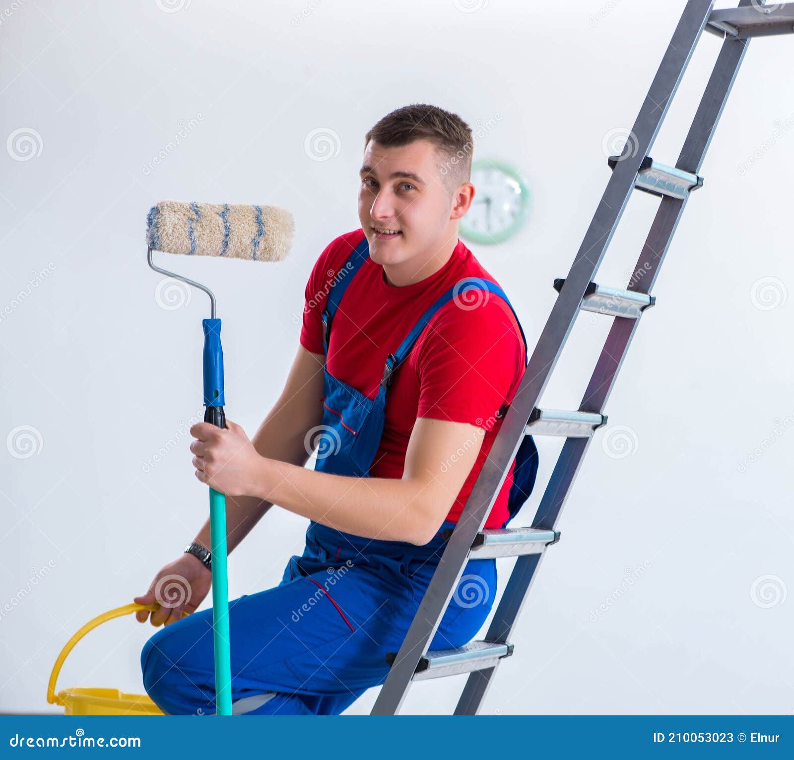 Male Painter Preparing for Painting Job at Construction Site Stock Image Image of apartment