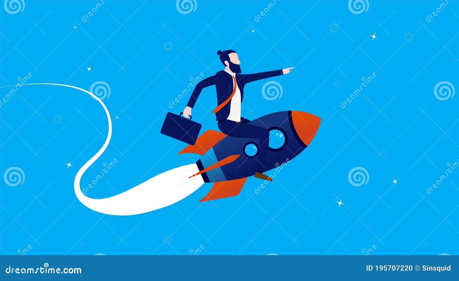 Success Rocket - Businessman Going Fast Pointing the Way Forward Stock  Vector - Illustration of future, marketing: 195707220