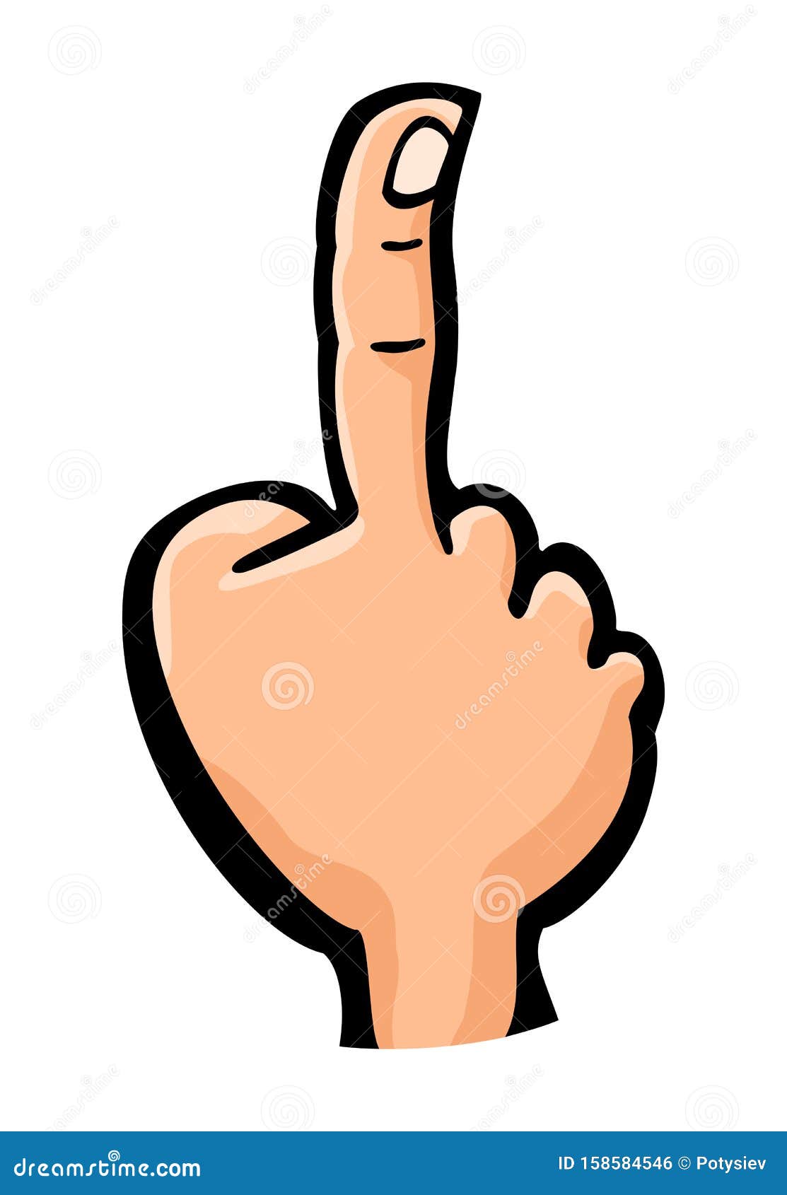 Male Pointing One Finger. Vector Color Vintage Engraving Stock Vector