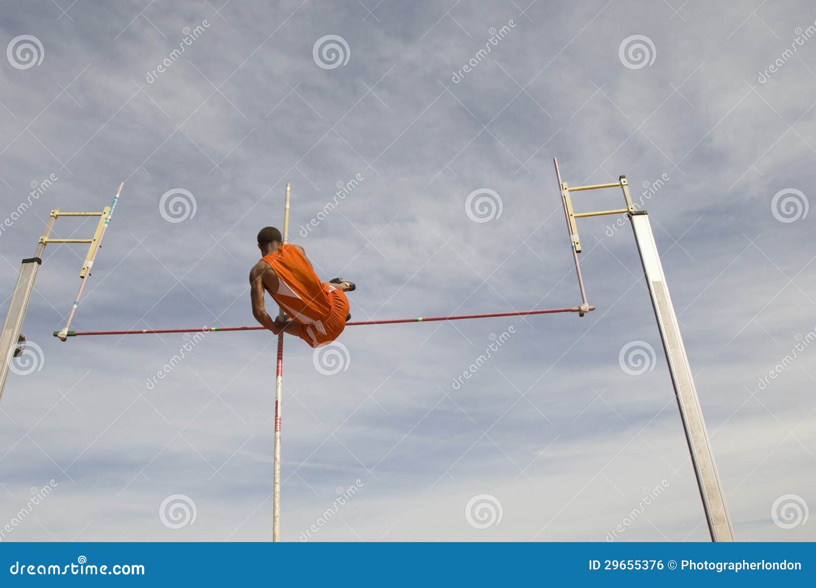 Male Pole Vaulter Clearing Bar Stock Photo Image of fitness