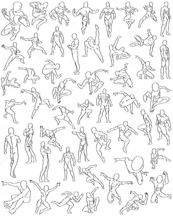 50 Male Poses (Expressive - 3) Digital Art Stock Illustration ...