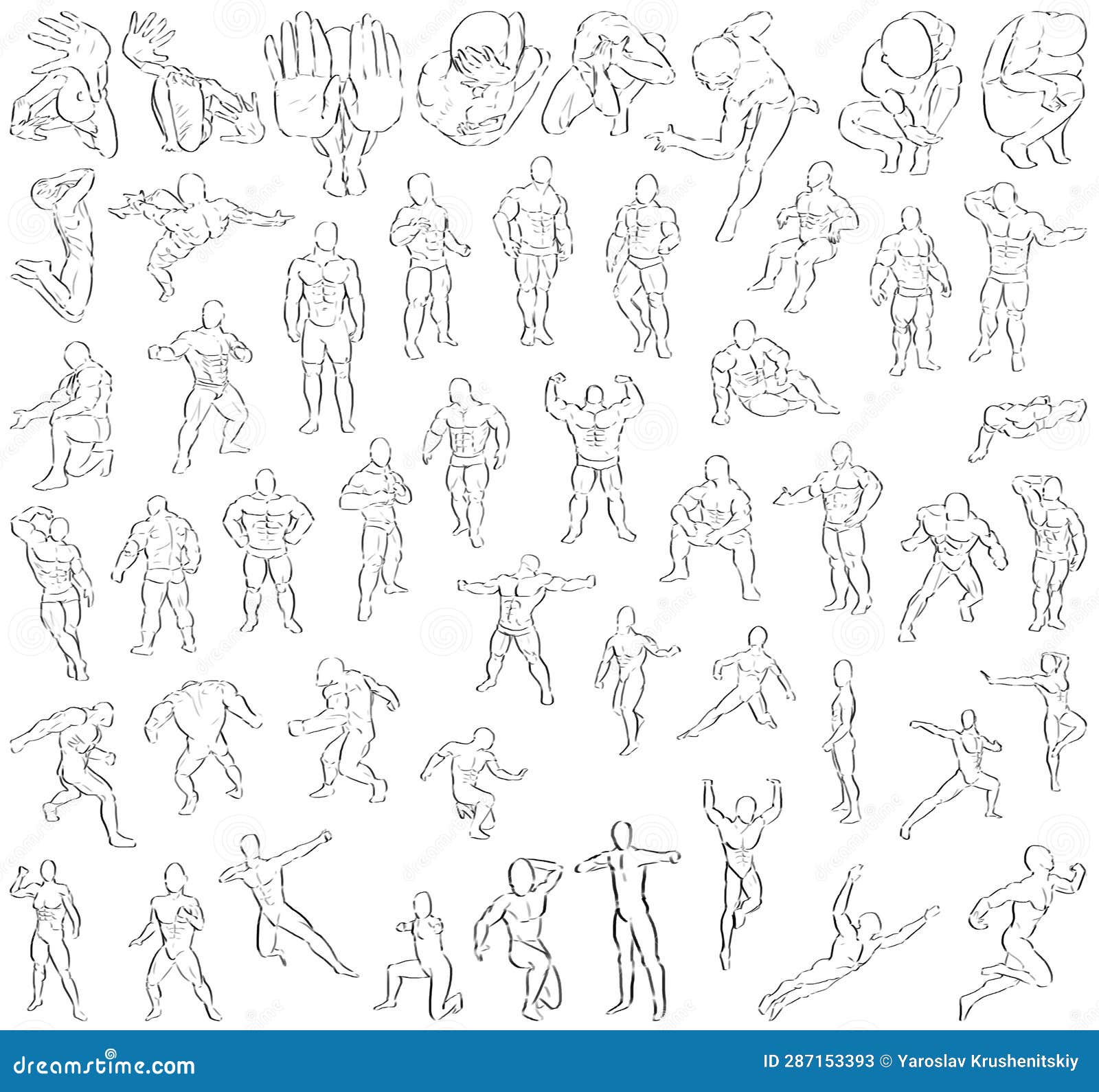 50 Male Poses (Expressive - 20) Digital Art Stock Illustration ...