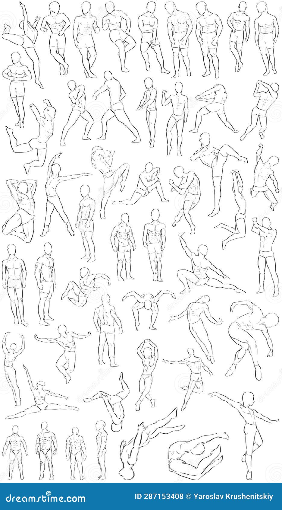 50 Male Poses (Expressive - 18) Digital Art Stock Illustration ...