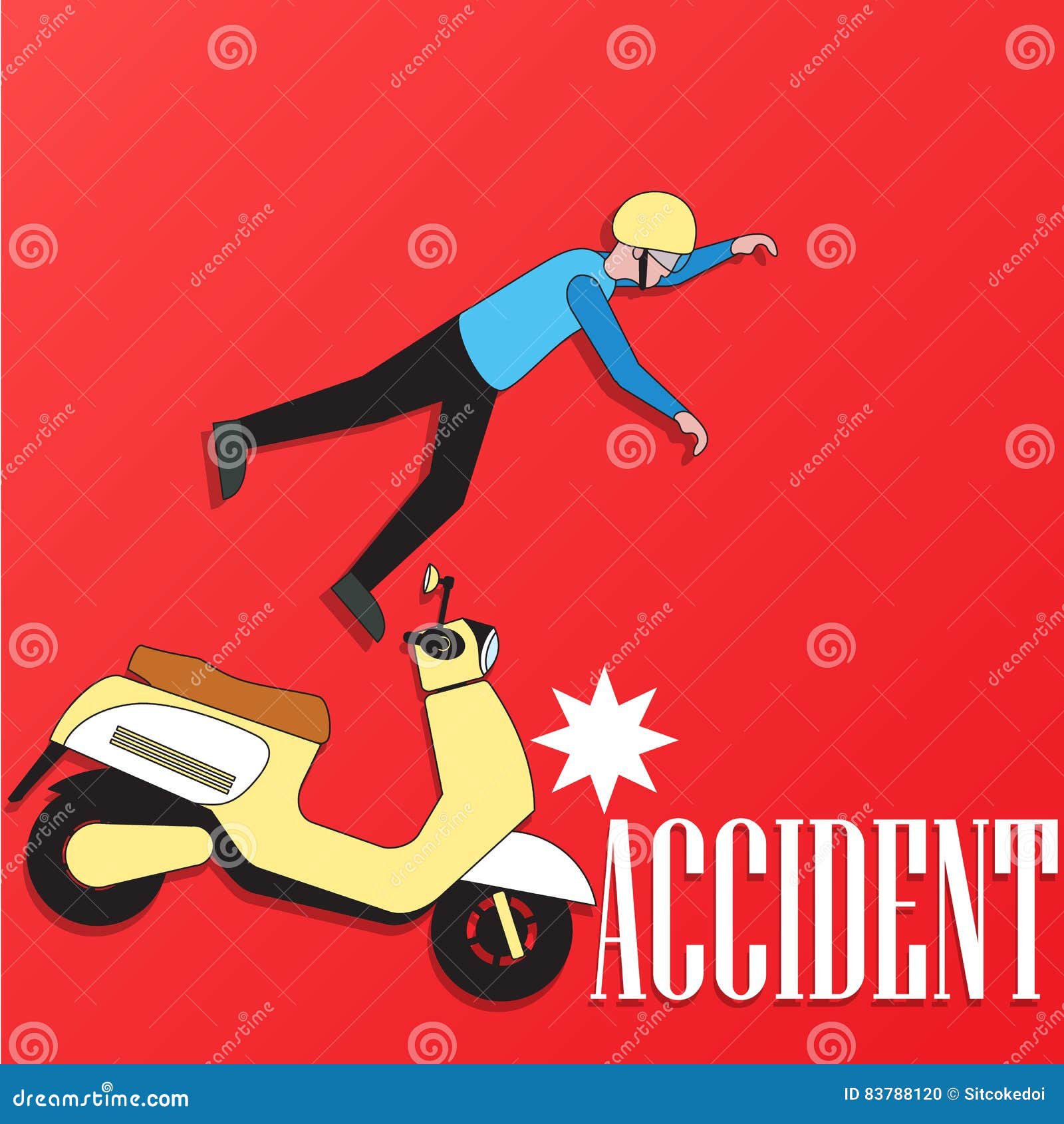 Male Rider Accident on the Scooter Stock Vector Illustration of empty