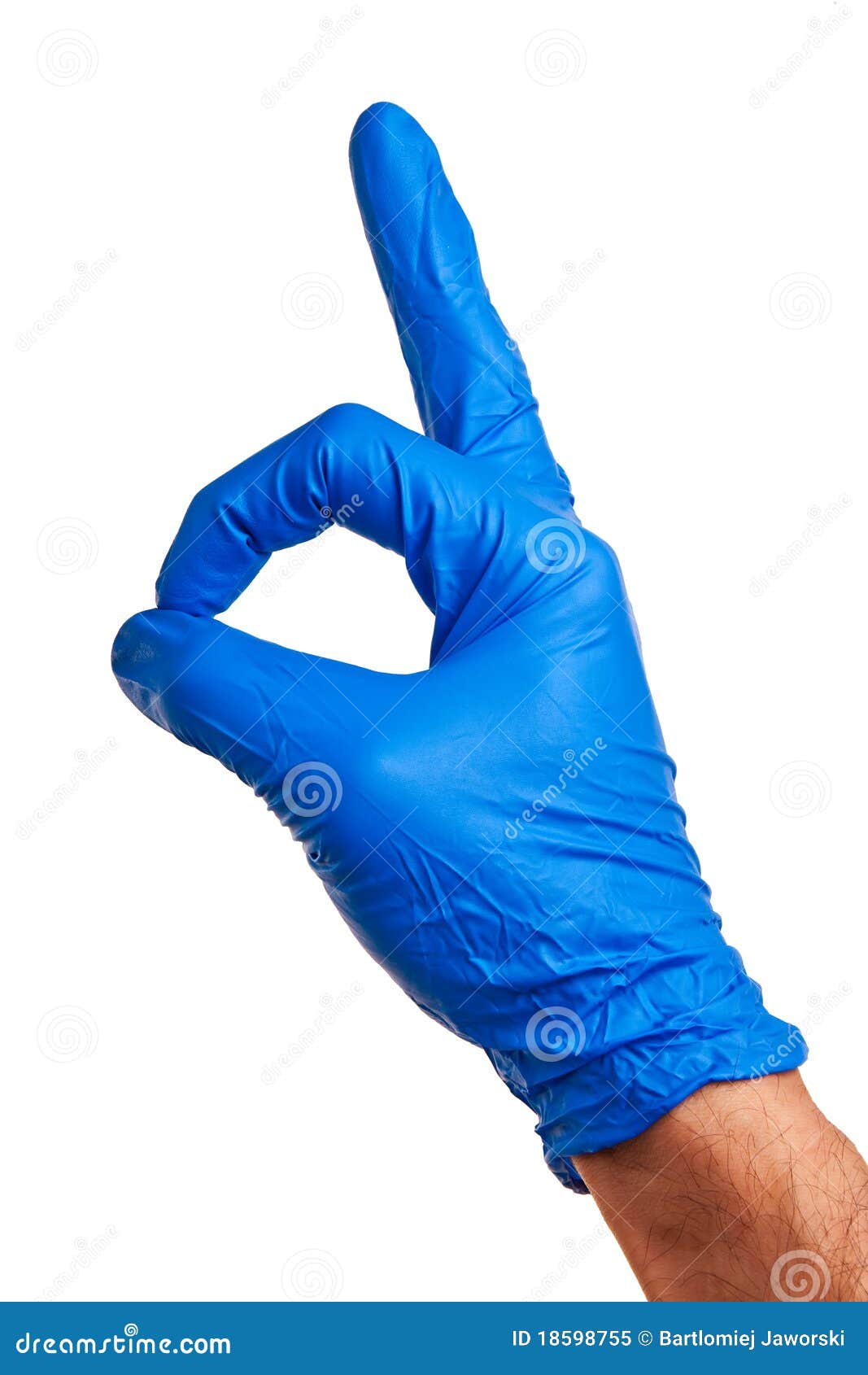 Male Right Hand in Blue Latex Glove. Stock Image Image of glove
