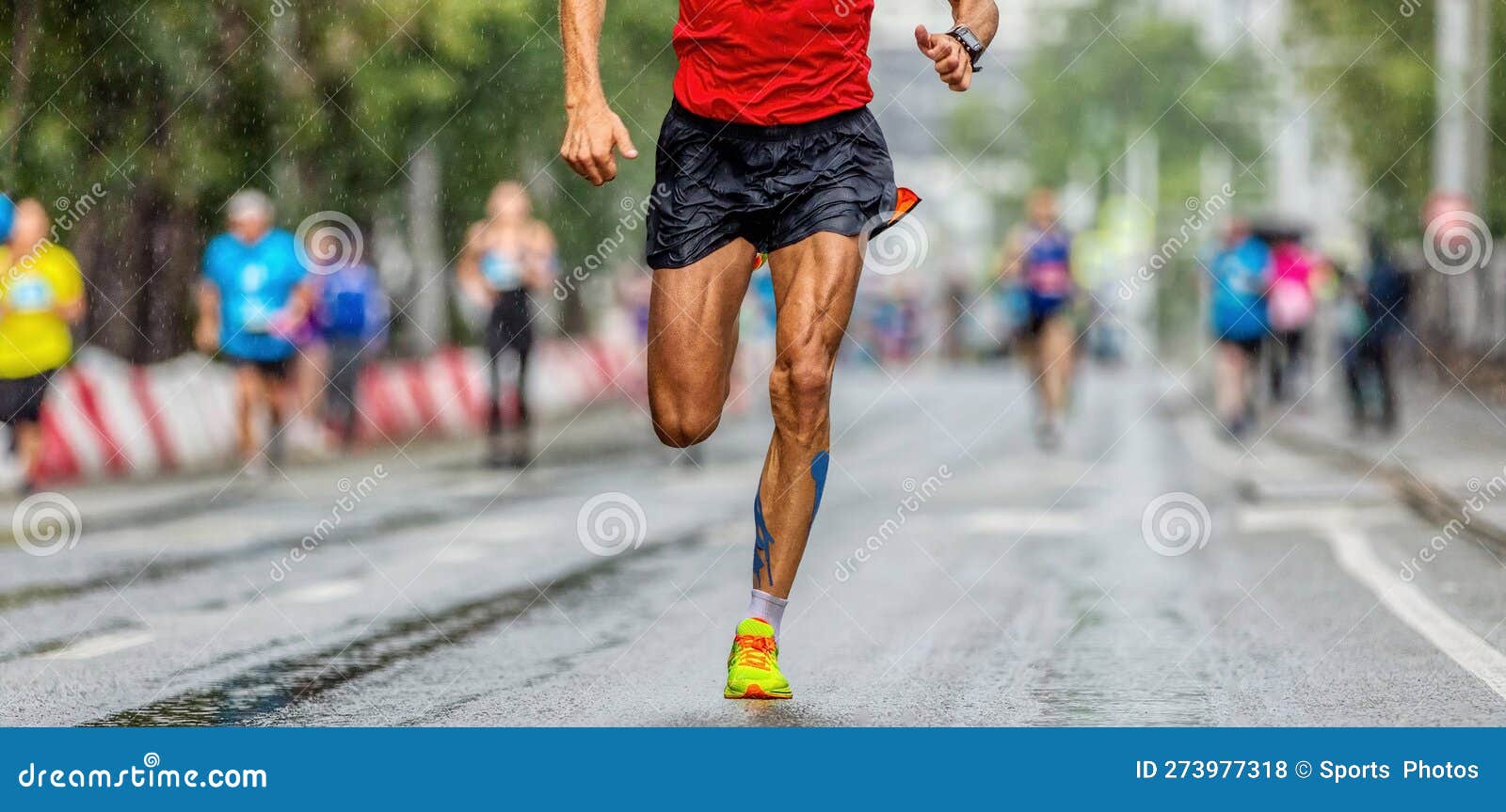 Male Runner Leader Running Marathon City Race Stock Photo - Image of ...