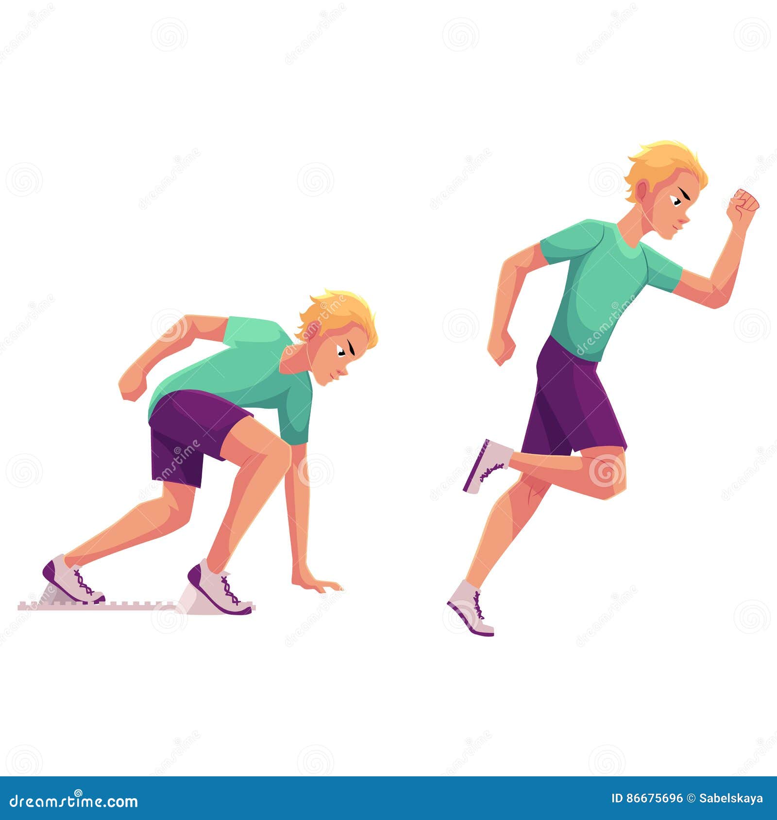 Male Runner, Sprinter, Jogger, Ready To Start and Running Stock Vector -  Illustration of runner, full: 86675696