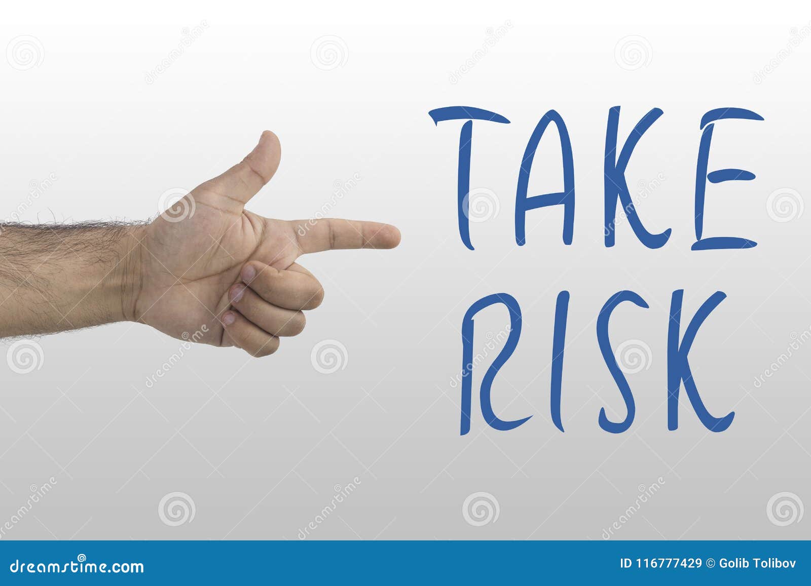 Male`s Hand Showing To Take Risk. Taking Risk, Danger Chance Concept